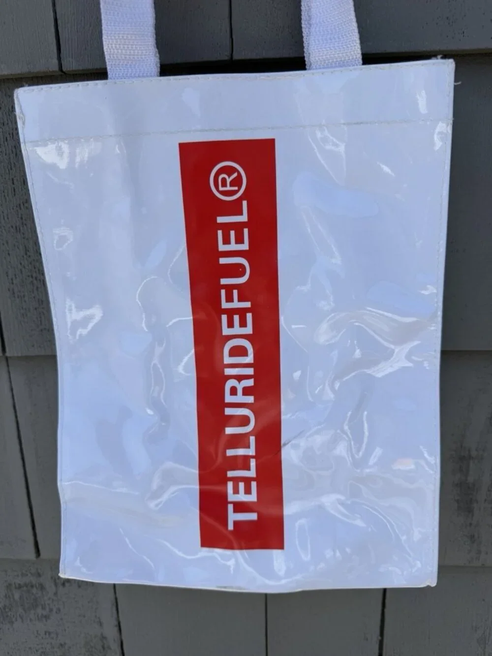TellurideFuel retro limited edition white shopping tote logo Colorado athletic